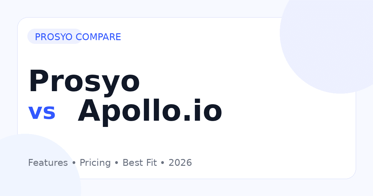 Prosyo vs Apollo.io comparison for B2B outbound sales software