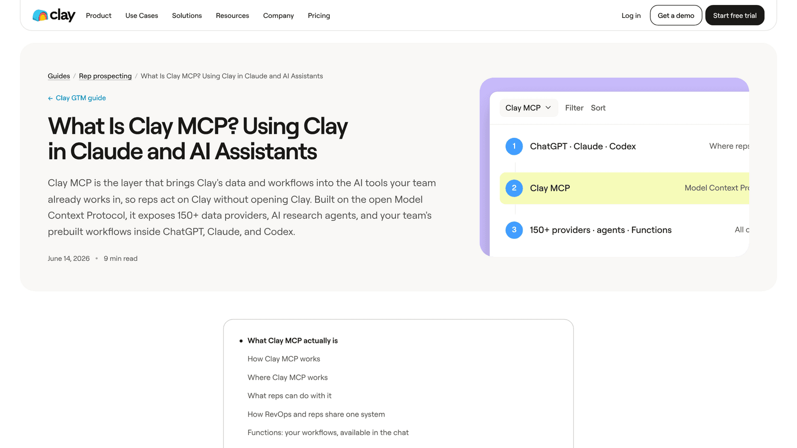 Clay MCP server running buying committee discovery and enrichment workflows inside Claude