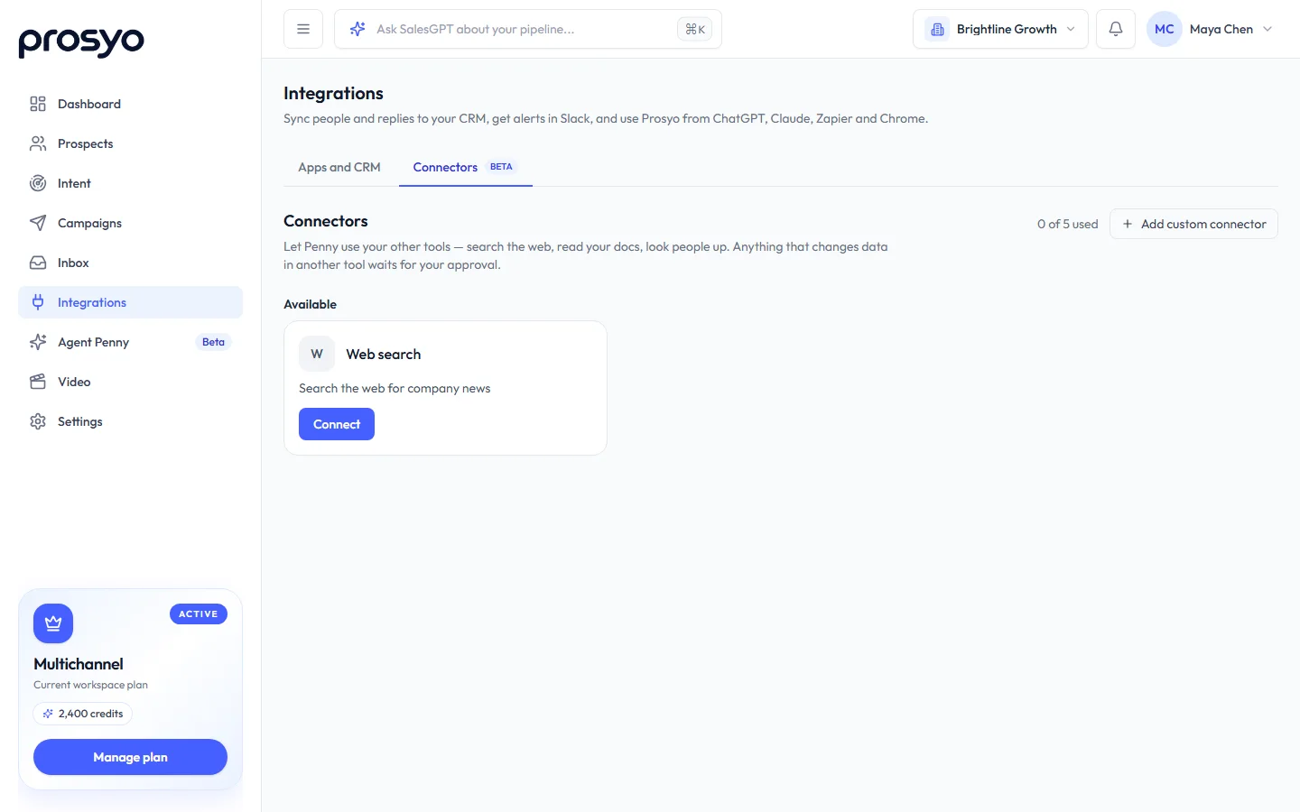 Integrations → Connectors with the directory of tools you can connect